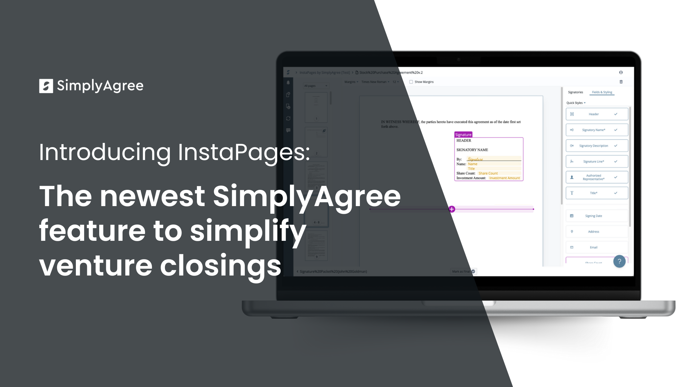 Introducing InstaPages: The newest SimplyAgree feature to simplify venture closings